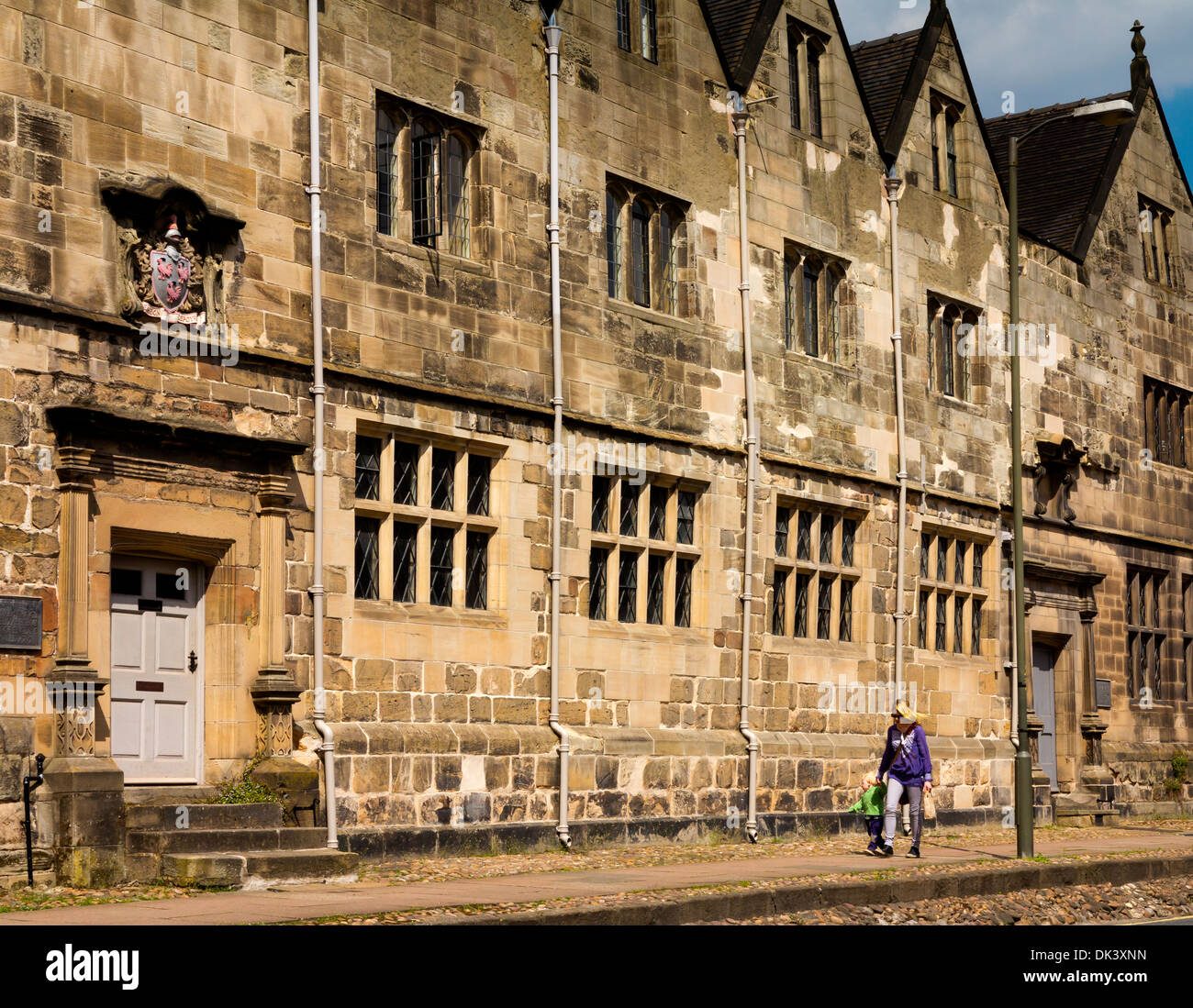 Queen Elizabeth's Grammar School in Ashbourne Derbyshire Peak District England UK built 1585 now converted into private housing Stock Photo