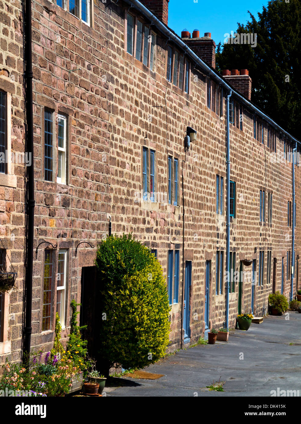 Traditional stone cottages built for workers at Cromford Mill