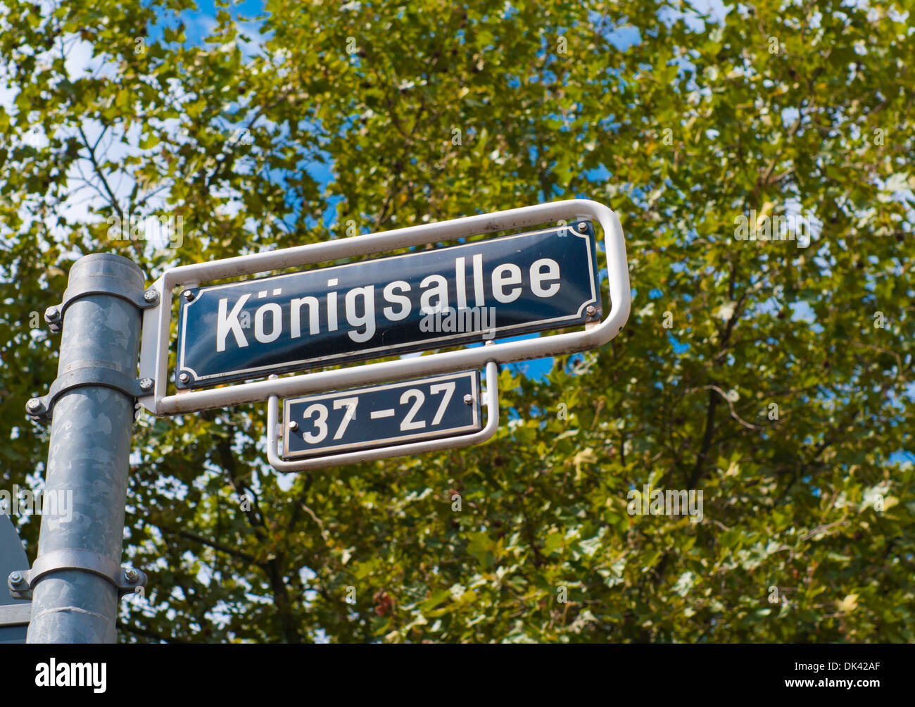 street name sign of the famous konigsallee in Dusseldorf, Germany Stock Photo