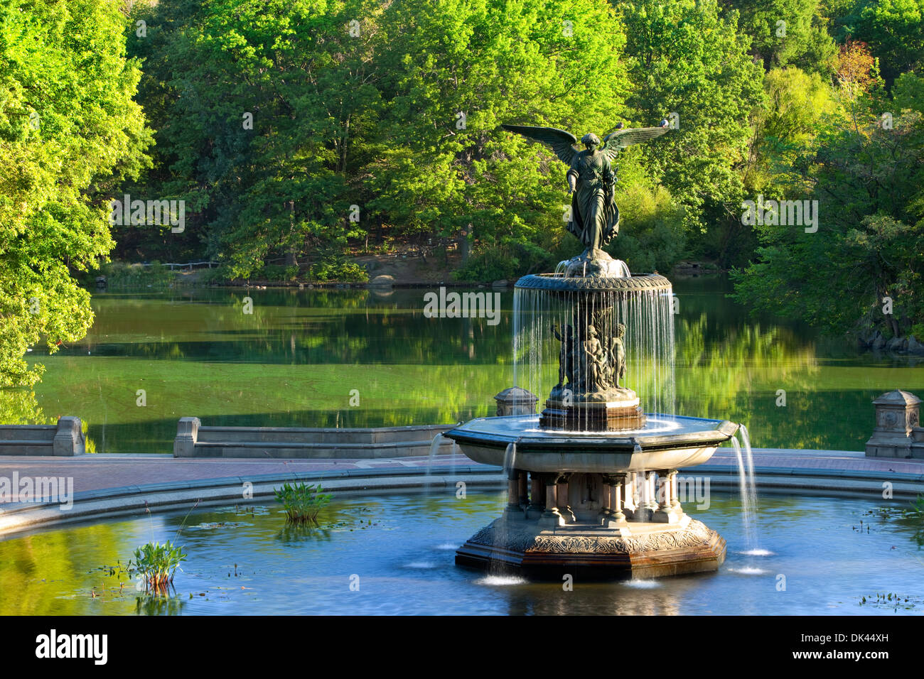 New York City, Manhattan, Central Park, Angel of the Waters Fountain,  Bethesda Terrace Solid-Faced Canvas Print