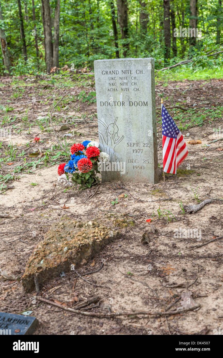 Grave headstone of champion coon dog Doctor Doom in the unique Key