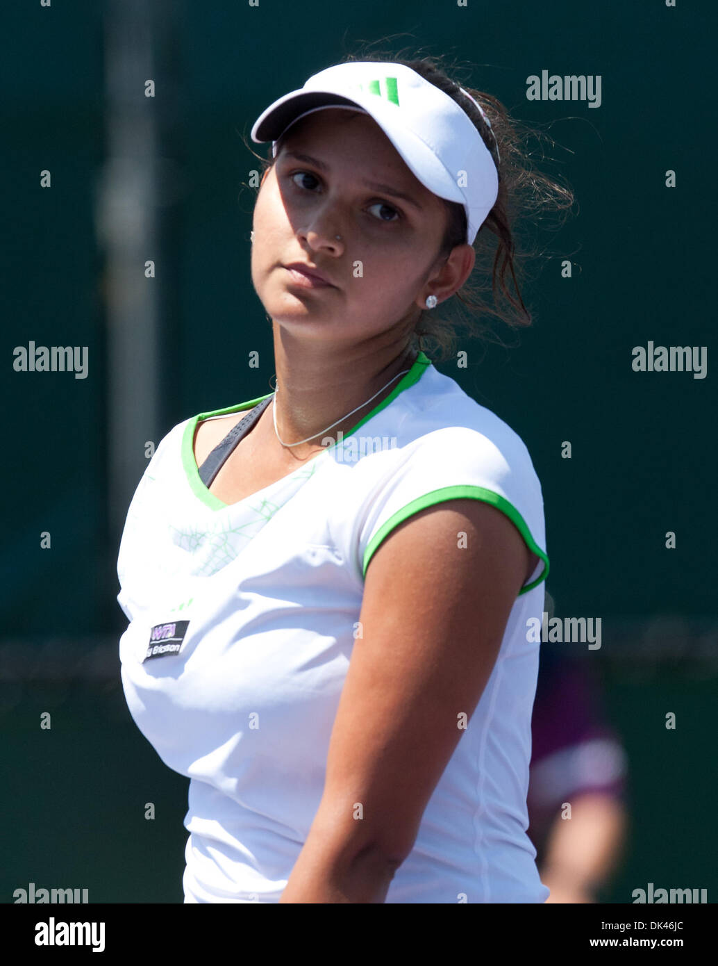 Mar. 25, 2011 - International Tennis - 2011 ATP World Tour - Masters 1000 - Sony Ericcson Open - Fri 25 Mar 2011 - Crandon Park Tennis Center - Key Biscayne - Miami - Florida - USA.Sania Mirza (IND) has a look of dissapointment after almost pulling of the win over Maria Kirilinko (RUS). 75, 36, 06. Credit Andrew Patron/ BigShots Photography (Credit Image: © Andrew Patron/ZUMAPRESS. Stock Photo