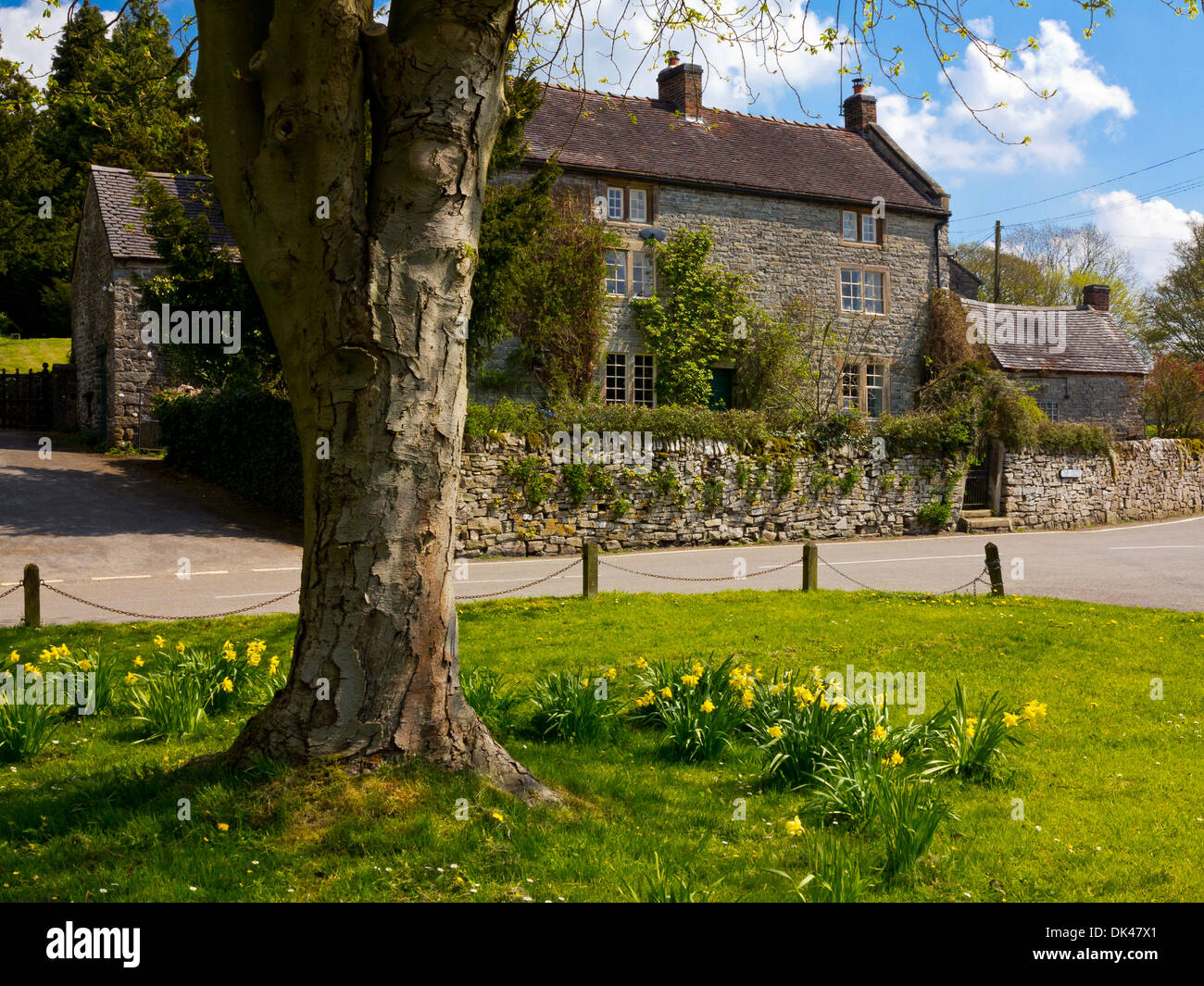 Tissington village in spring near Ashbourne in the Peak District National Park Derbyshire Dales England UK Stock Photo