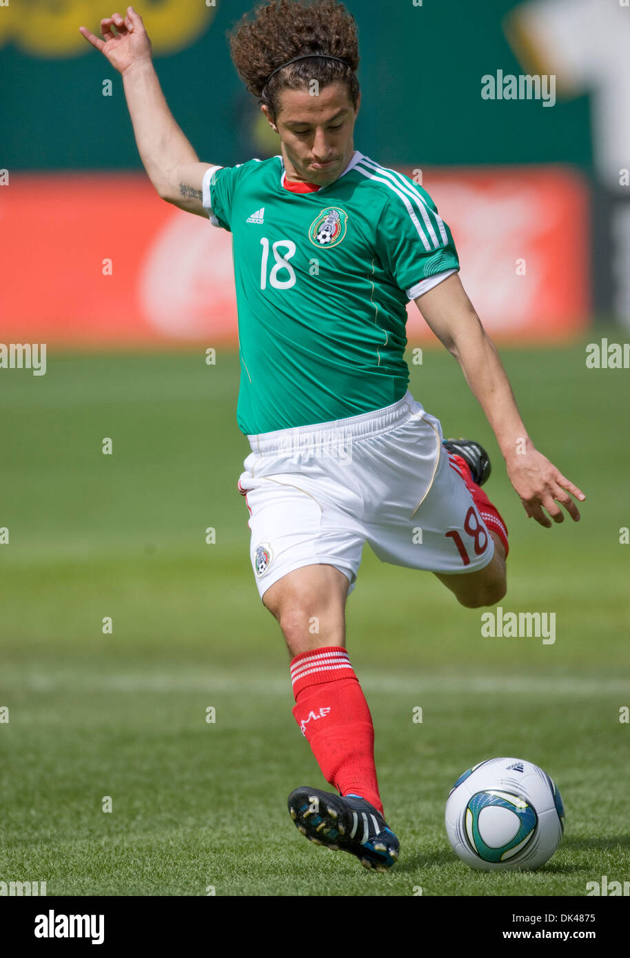 Mar. 26, 2011 - Oakland, California, U.S. - Midfielder ANDRES GUARDADO #18 during play action at the FIFA friendly match between Mexico and Paraguay. (Credit Image: © William Mancebo/ZUMAPRESS.com) Stock Photo