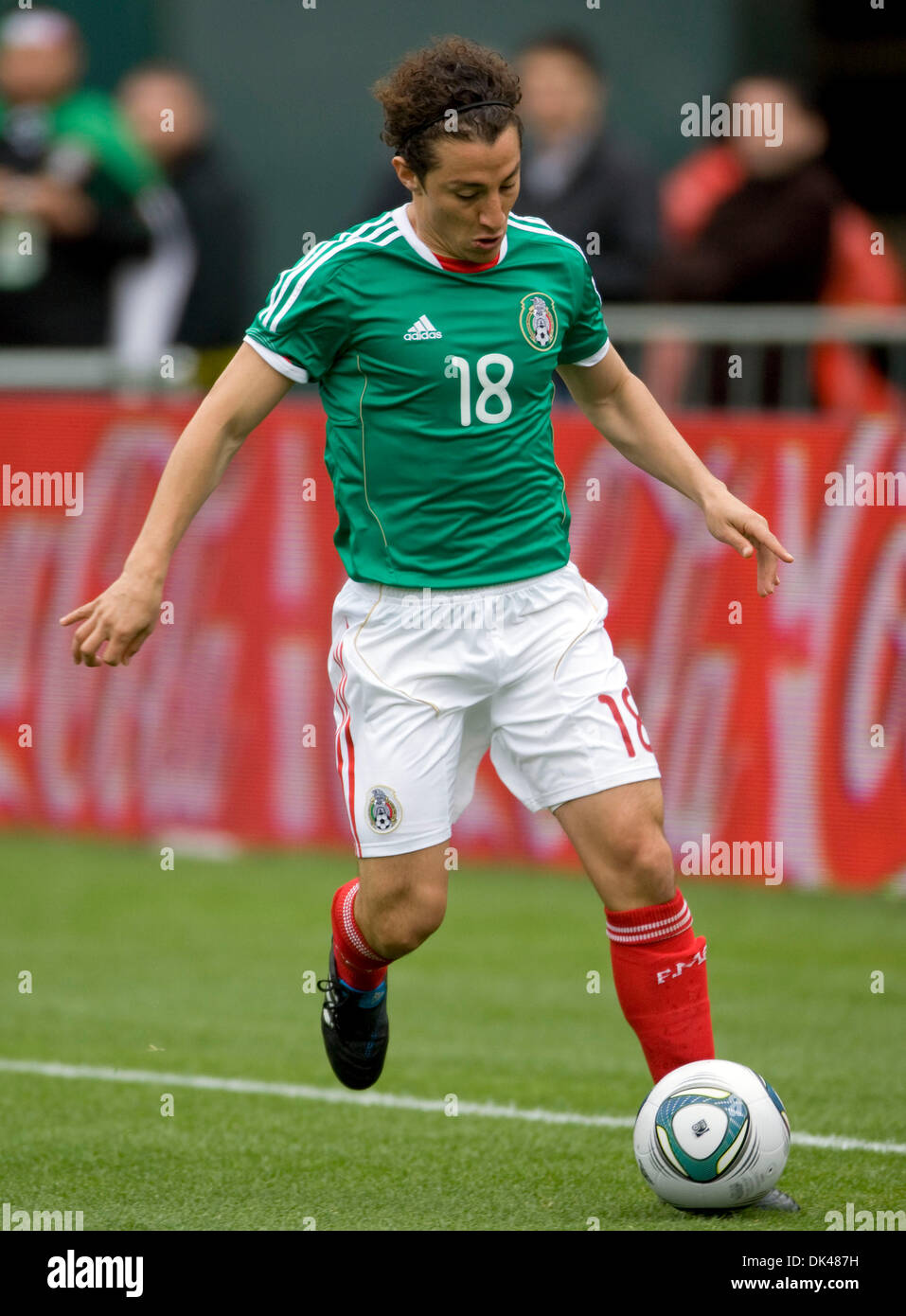 Mar. 26, 2011 - Oakland, California, U.S. - Midfielder ANDRES GUARDADO #18 during play action at the FIFA friendly match between Mexico and Paraguay. (Credit Image: © William Mancebo/ZUMAPRESS.com) Stock Photo