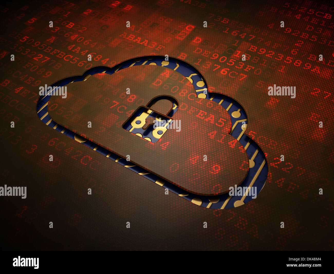 Cloud computing concept: Cloud With Padlock on digital screen ba Stock ...