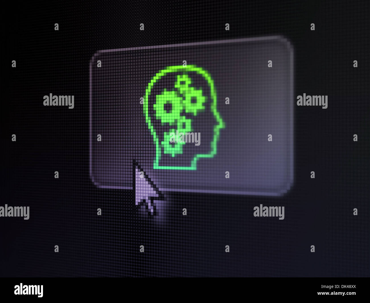 Marketing concept: Head With Gears on digital button background Stock ...