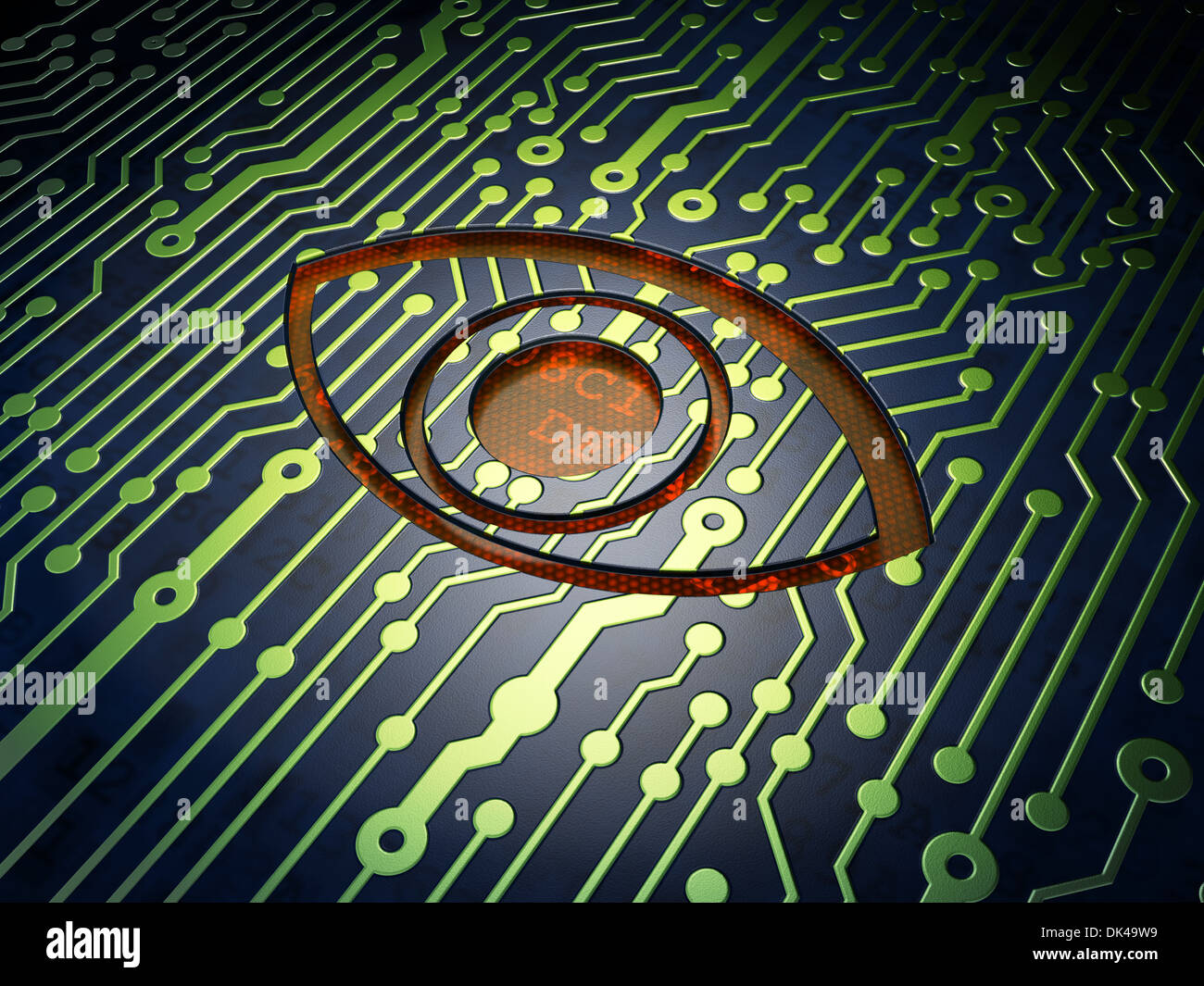 Protection concept: Eye on circuit board background Stock Photo - Alamy