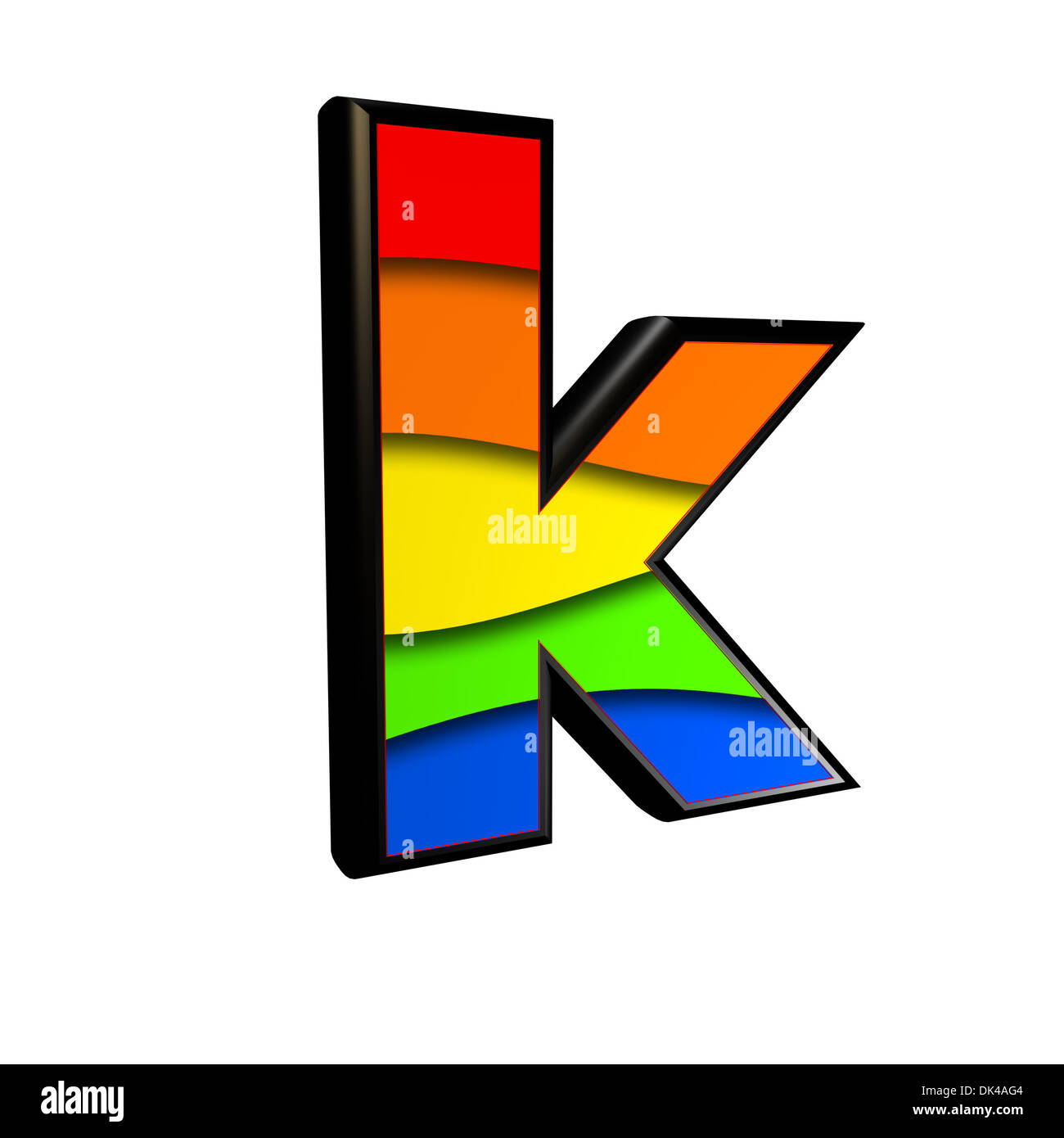 letter with rainbow texture - K Stock Photo
