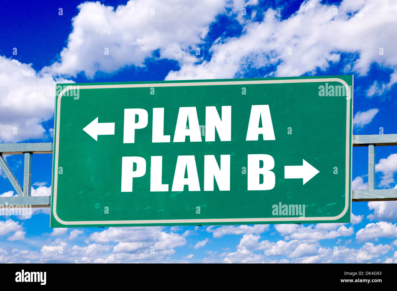 View/sign Plan Plan concept sign on the green board with clouds in background Stock ...