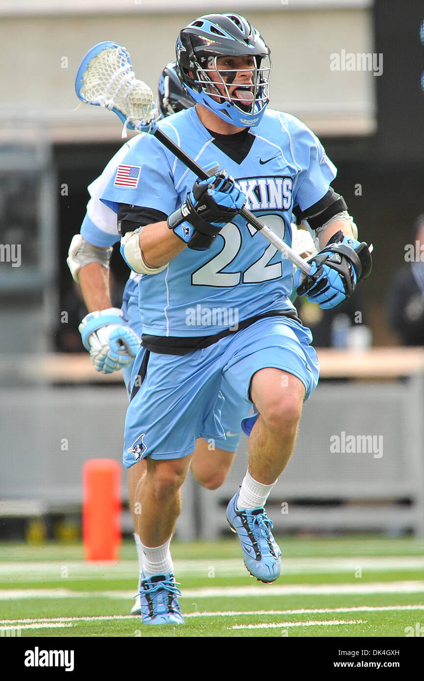 Apr. 3, 2011 - East Rutherford, New Jersey, U.S - Johns Hopkins Blue Jays Midfielder Phil Castronova (22) in action during the Konica Minolta Big City Classic at The New Meadowlands Stadium in East Rutherford New Jersey  Johns Hopkins defeats UNC 10 to 9 (Credit Image: © Brooks Von Arx/Southcreek Global/ZUMAPRESS.com) Stock Photo