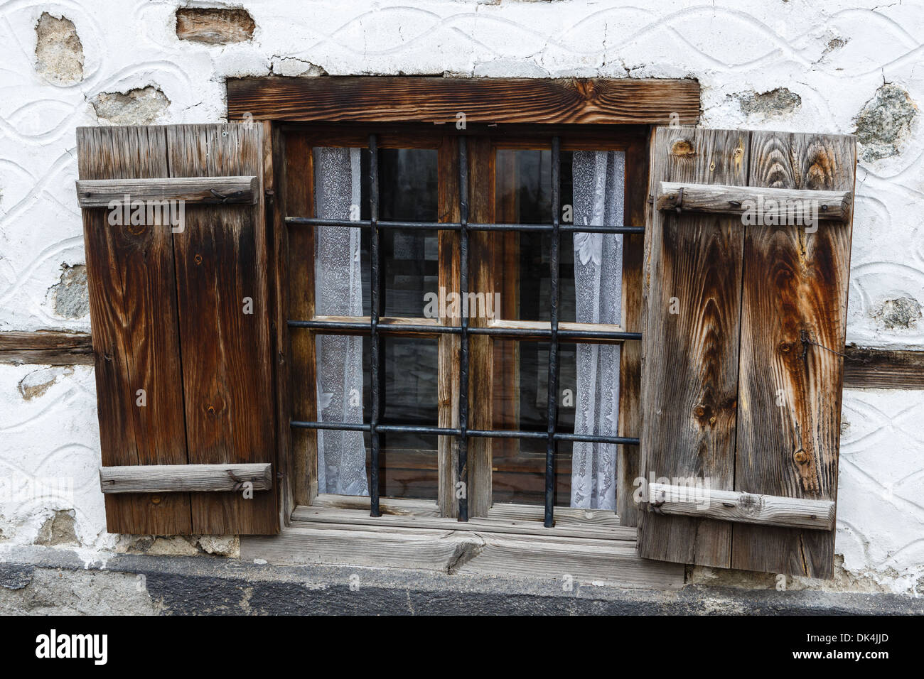 Old wooden window with shutters Stock Photo - Alamy