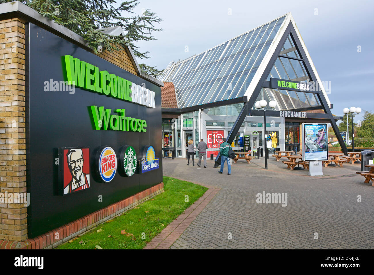 Panel advertising companies trading within the Birchanger Green Motorway Services area Stock Photo
