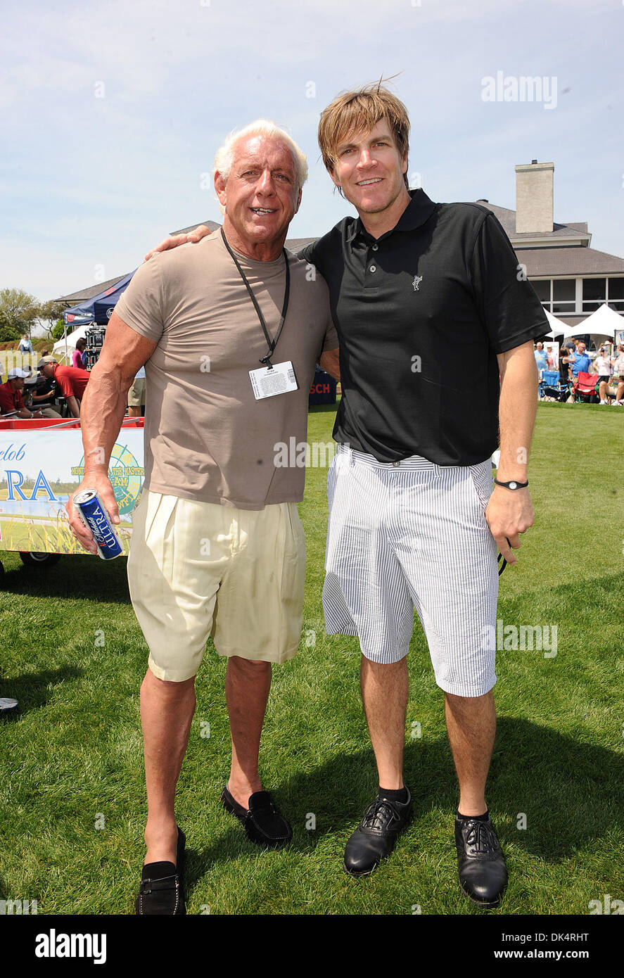 Apr 11, 2011 - Myrtle Beach, South Carolina; USA - Musician JACK INGRAM and Wrestler RIC FLAIR take a moment to pose for a picture as they  participates in the 17th Annual Monday After The Masters Celebrity Pro-Am Golf Tournament that took place at the Barefoot Landing Golf Resort located in Myrtle Beach.  Copyright 2011 Jason Moore. (Credit Image: © Jason Moore/ZUMAPRESS.com) Stock Photo