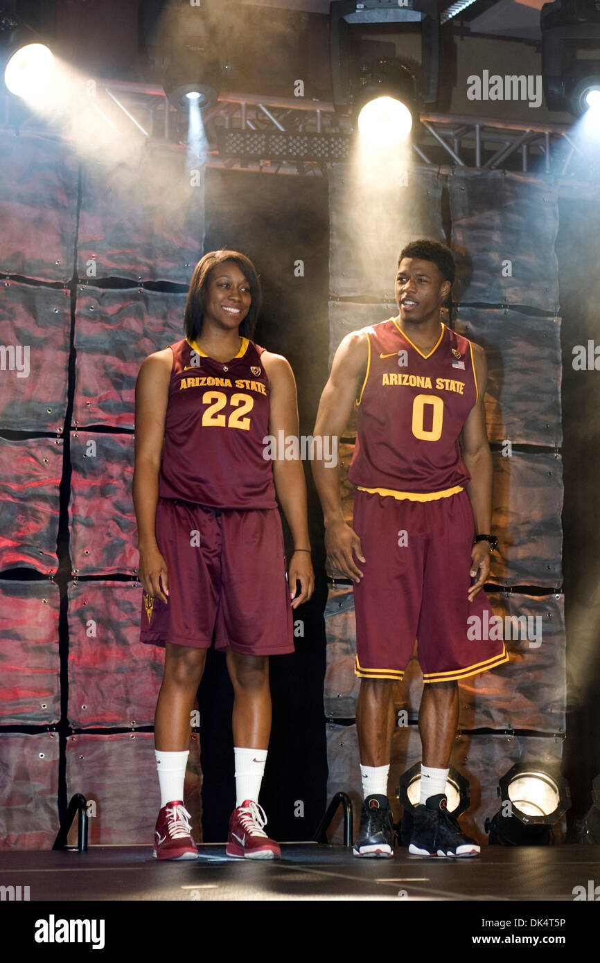 Apr. 12, 2011 - Tempe, Arizona, U.S - Arizona State University unveils a new look for the athletic program using the schools athletes to model the new uniforms during a public launch at the Memorial Union on the ASU campus in Tempe, Arizona. (Credit Image: © Gene Lower/Southcreek Global/ZUMAPRESS.com) Stock Photo