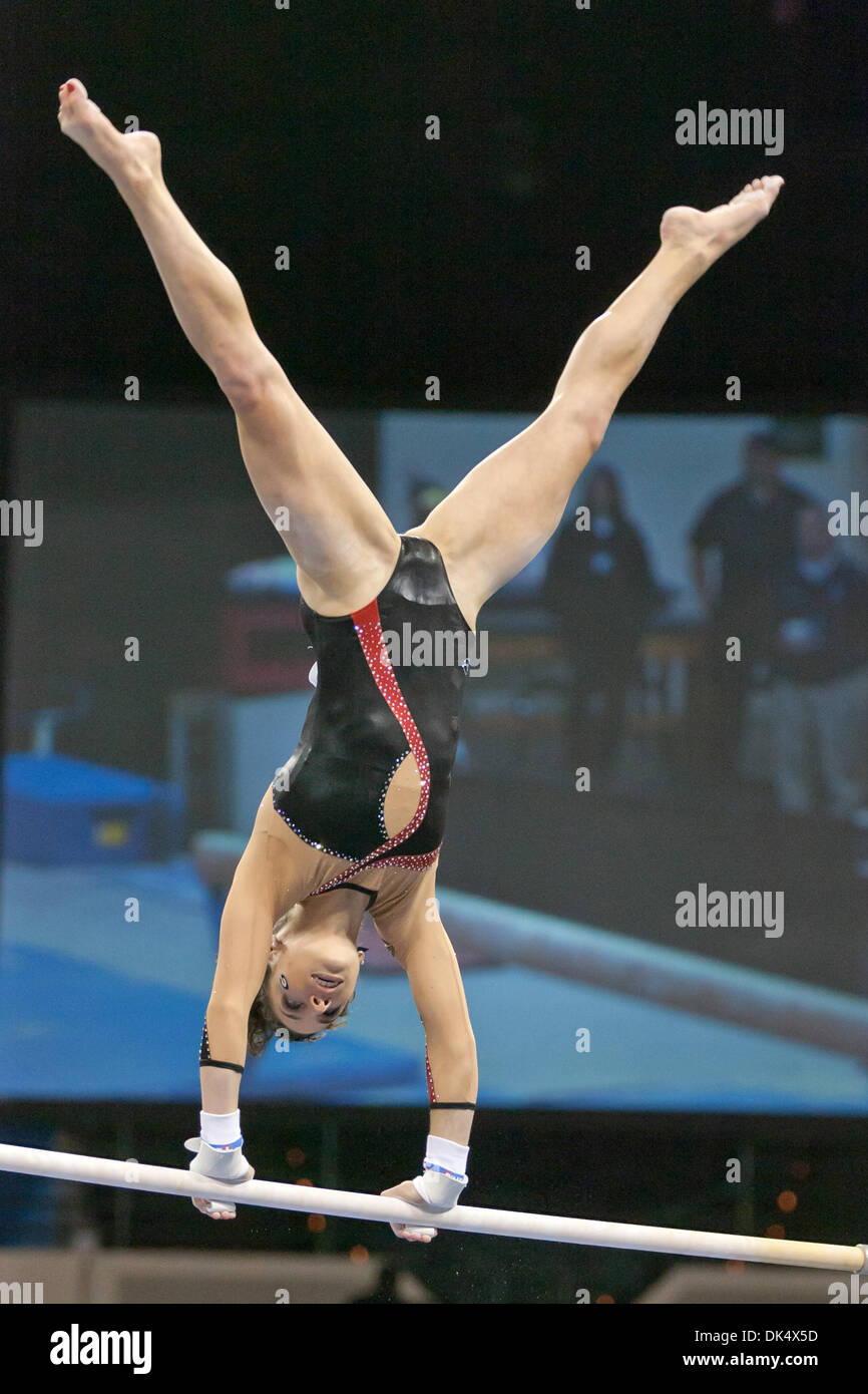 Apr. 15, 2011 - Cleveland, Ohio, U.S - Noel Couch of Georgia competes on  the uneven bars during the semifinals 2011 National Collegiate WomenÃ•s  Gymnastics Championships at the Wolstein Center in Cleveland,