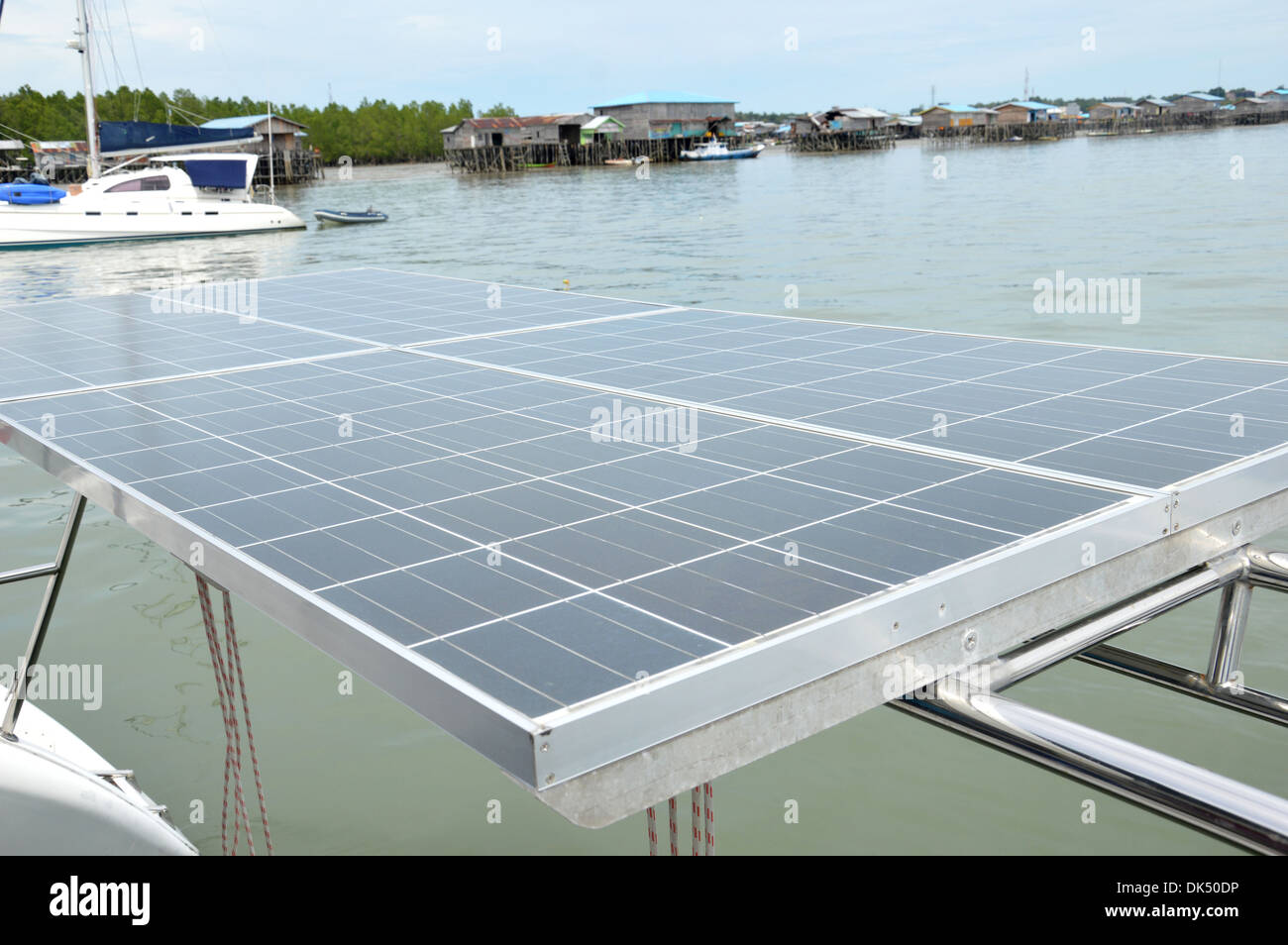 solar panels on a yacht Stock Photo Alamy