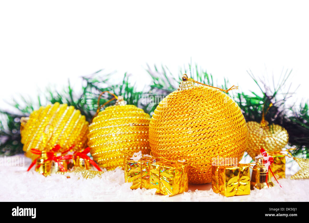 Christmas decorative balls against white background Stock Photo Alamy