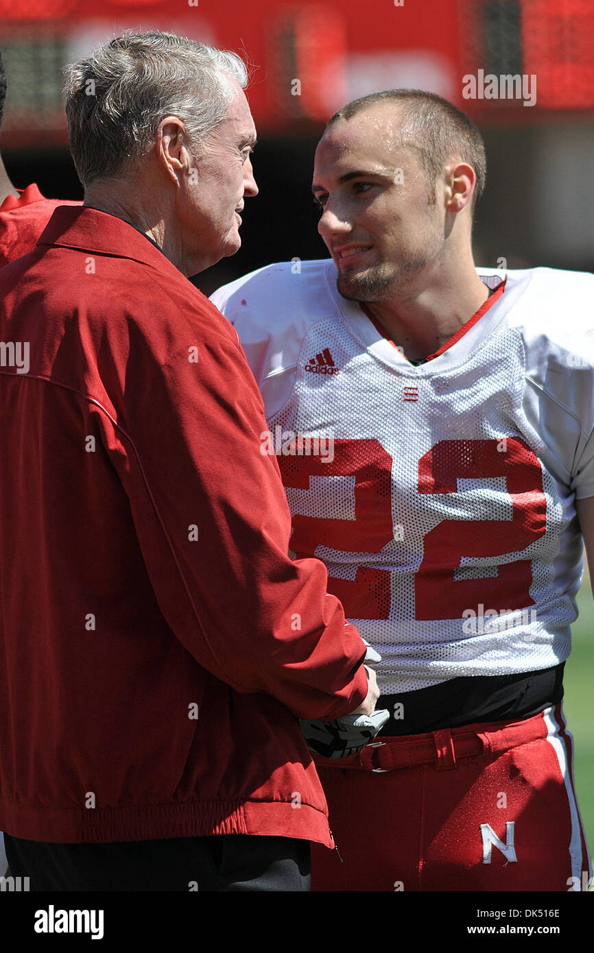 Apr. 16, 2011 Lincoln, Nebraska, U.S Rex Burkhead (22) and Athletic Director Tom Osborne