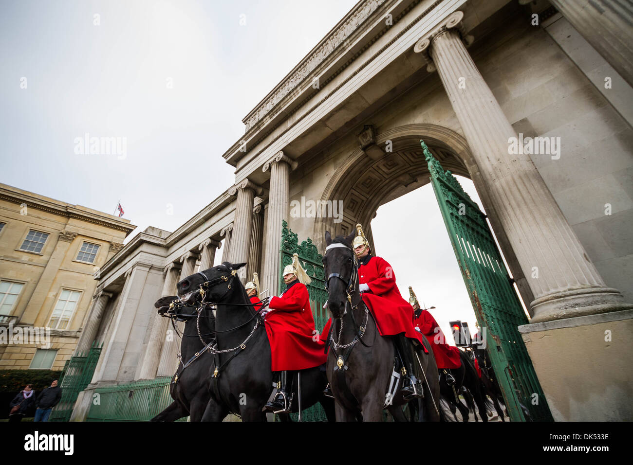 The Queen's official bodyguards, The Household Cavalry, marching through The Grand Entrance of