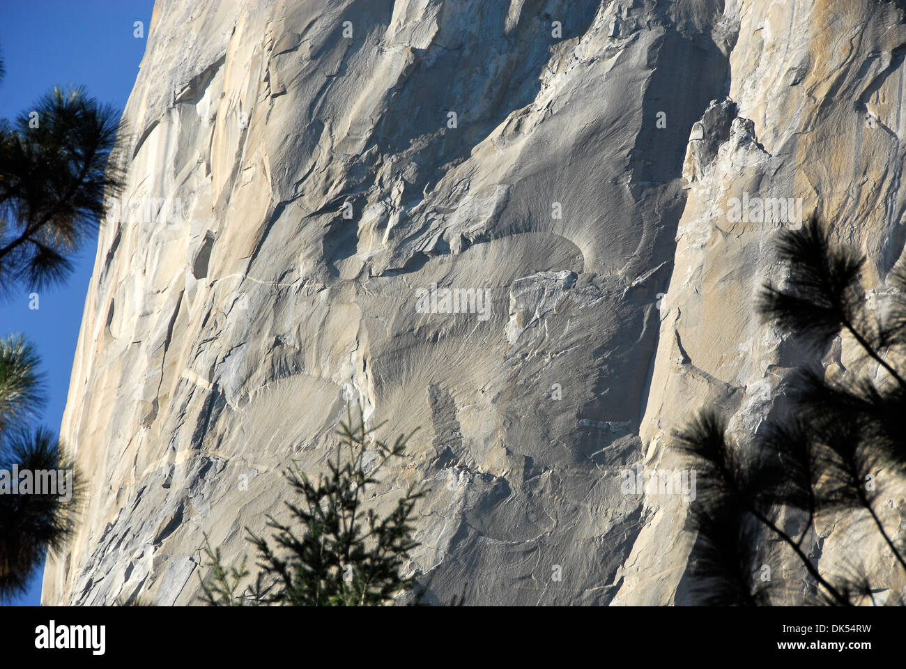 Close up of El Capitan, the largest granite monolith in the world in