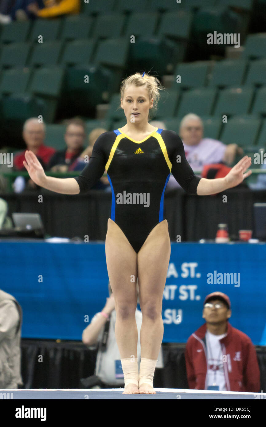 Apr. 17, 2011 - Cleveland, Ohio, U.S - Kylee Botterman of Michigan competes in the floor exercise during the Individual Event Finals at the 2011 National Collegiate WomenÃ•s Gymnastics Championships at the Wolstein Center in Cleveland, Ohio. (Credit Image: © Frank Jansky/Southcreek Global/ZUMAPRESS.com) Stock Photo