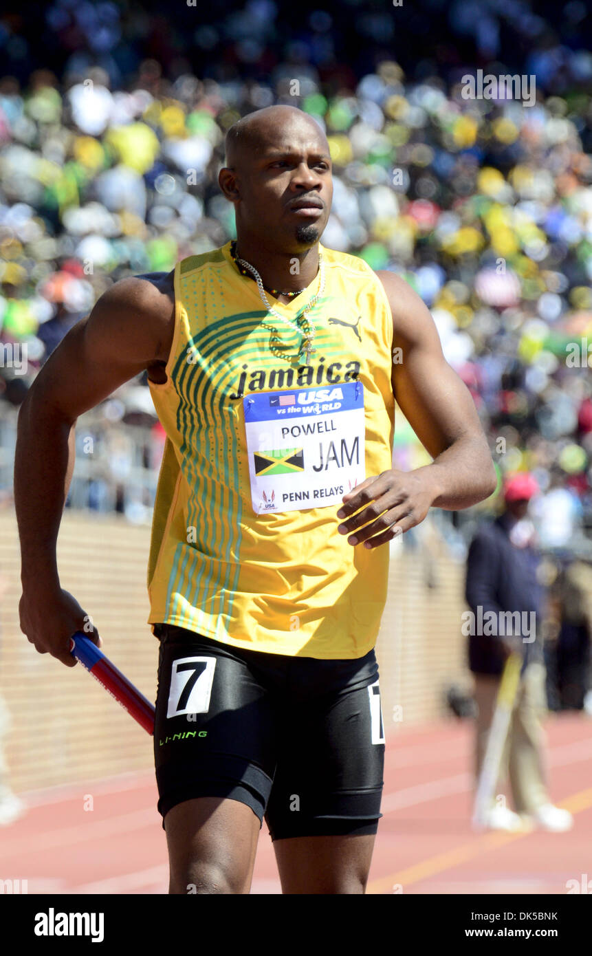 April 30, 2011 - ASAFA POWELL runs the lead leg of the 4x100 and helps lead team Jamaica to a win in the USA vs the World men's 4x100 (Credit Image: © Ricky Fitchett/ZUMAPRESS.com) Stock Photo