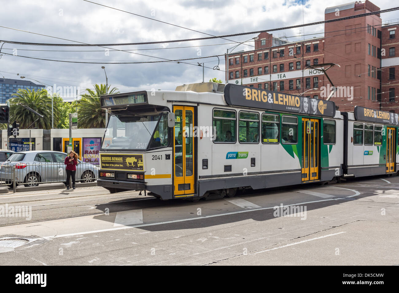 Melbourne Tram on Clarendon street. Stock Photo
