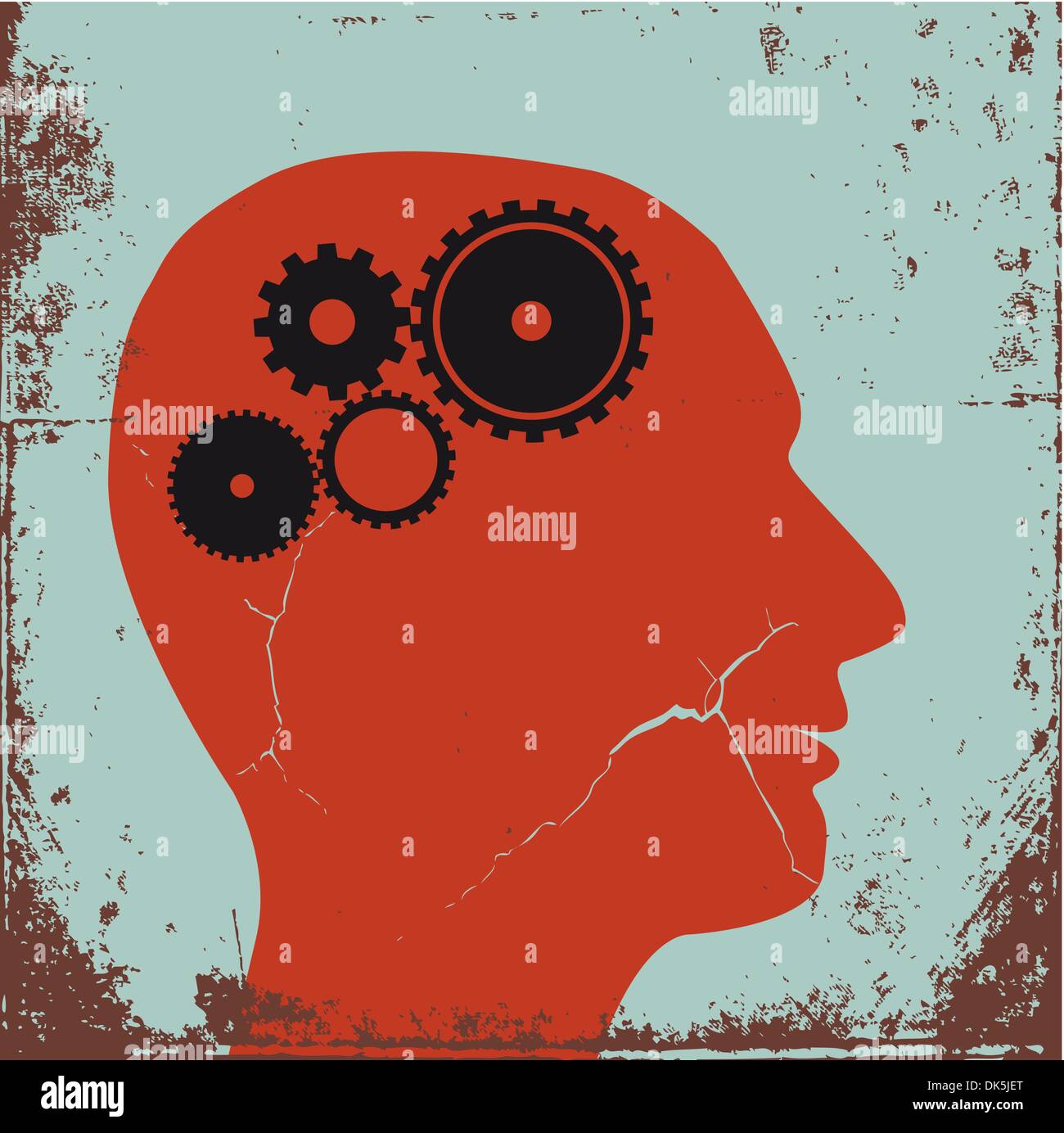 Gear head - vector, symbol Retro poster Stock Vector