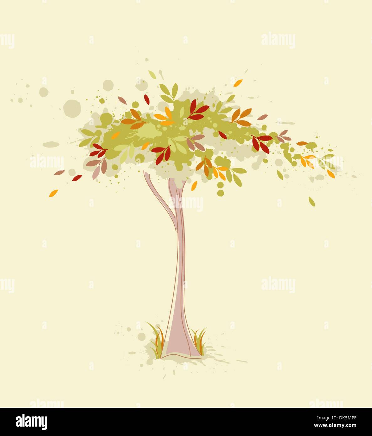 Colored vector autumn tree on a grunge background Stock Vector Image ...