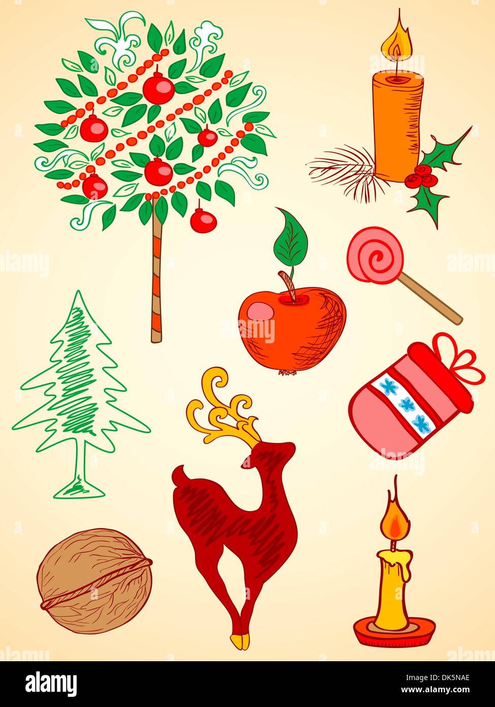 doodle hand drawn Christmas elements for design Stock Vector Image ...