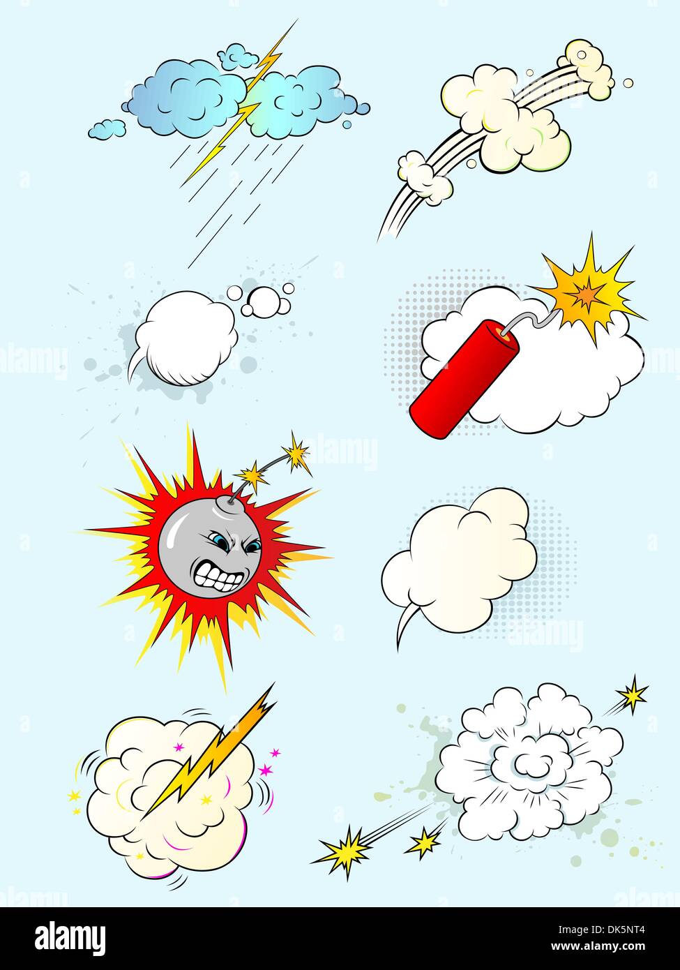 set of  varicoloured comic book explosions Stock Vector