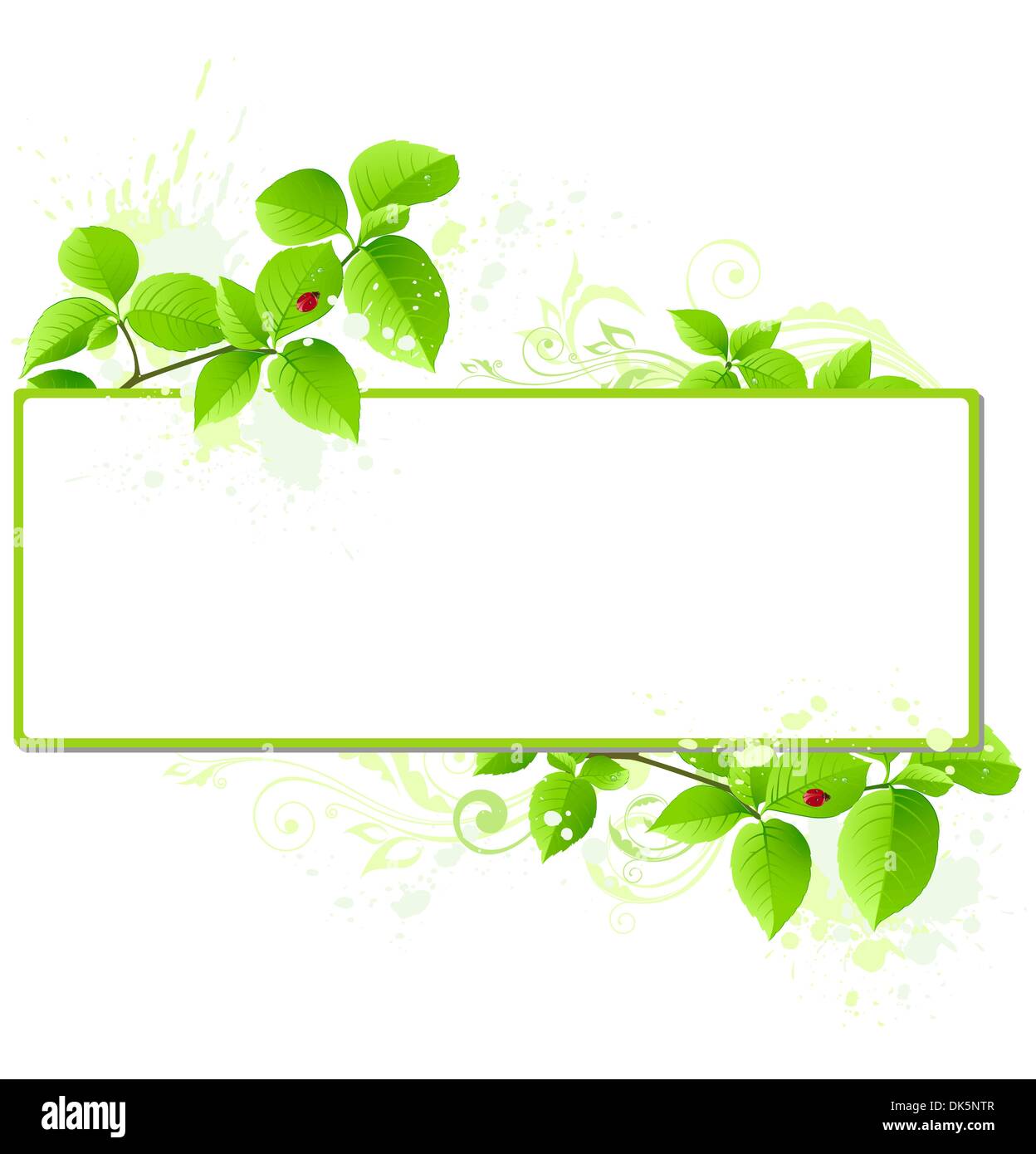 Banner with green ribbon and leaves Royalty Free Vector