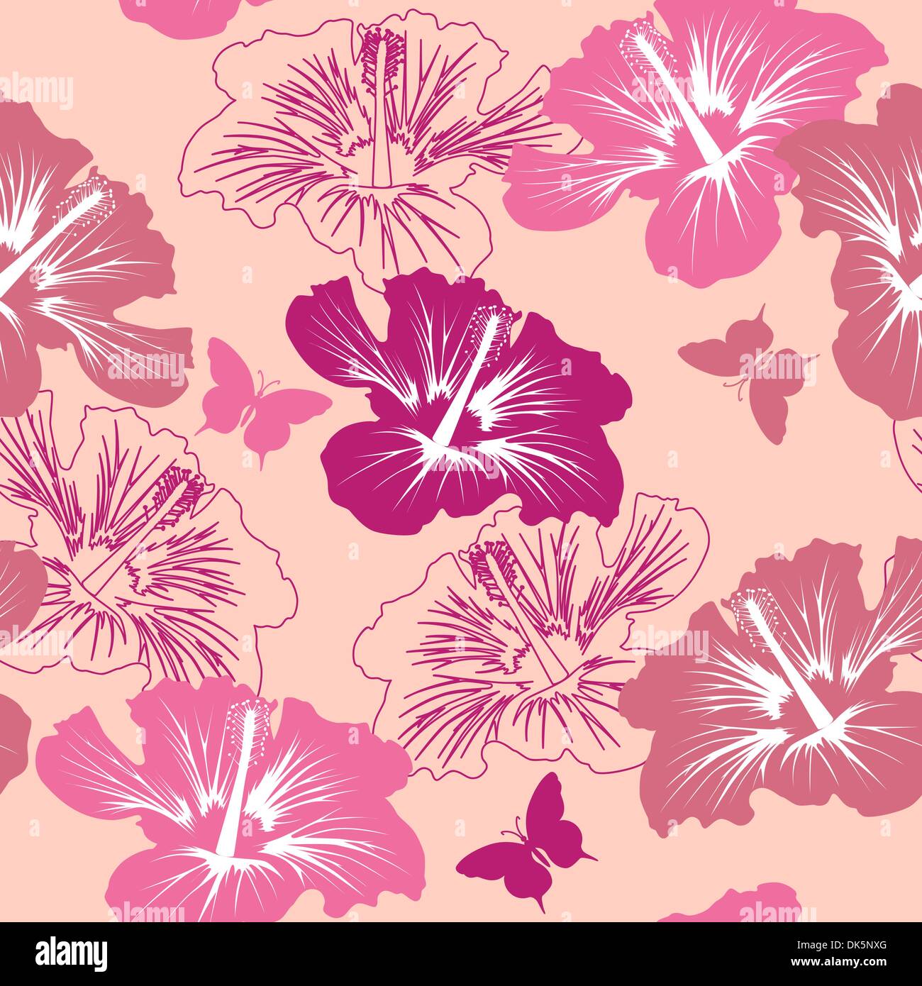 seamless pattern with tropical flower on a pink background Stock Vector ...