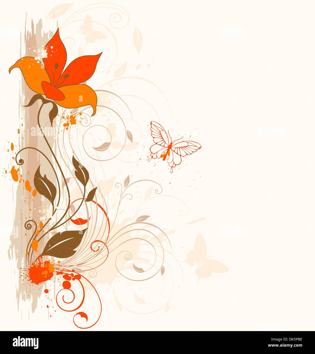 Grunge floral background with ornament and orange flower Stock Vector Image  & Art - Alamy