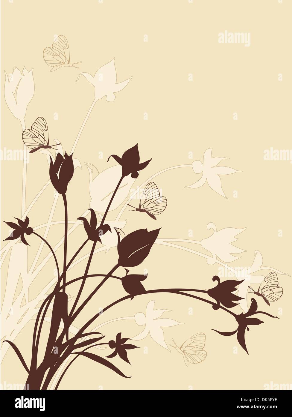 abstract floral background with tulips and butterflies Stock Vector ...