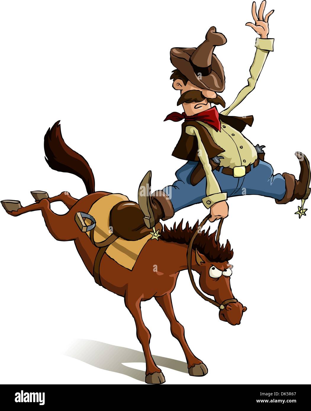 Horse throws off a cowboy, vector illustration Stock Vector Image & Art