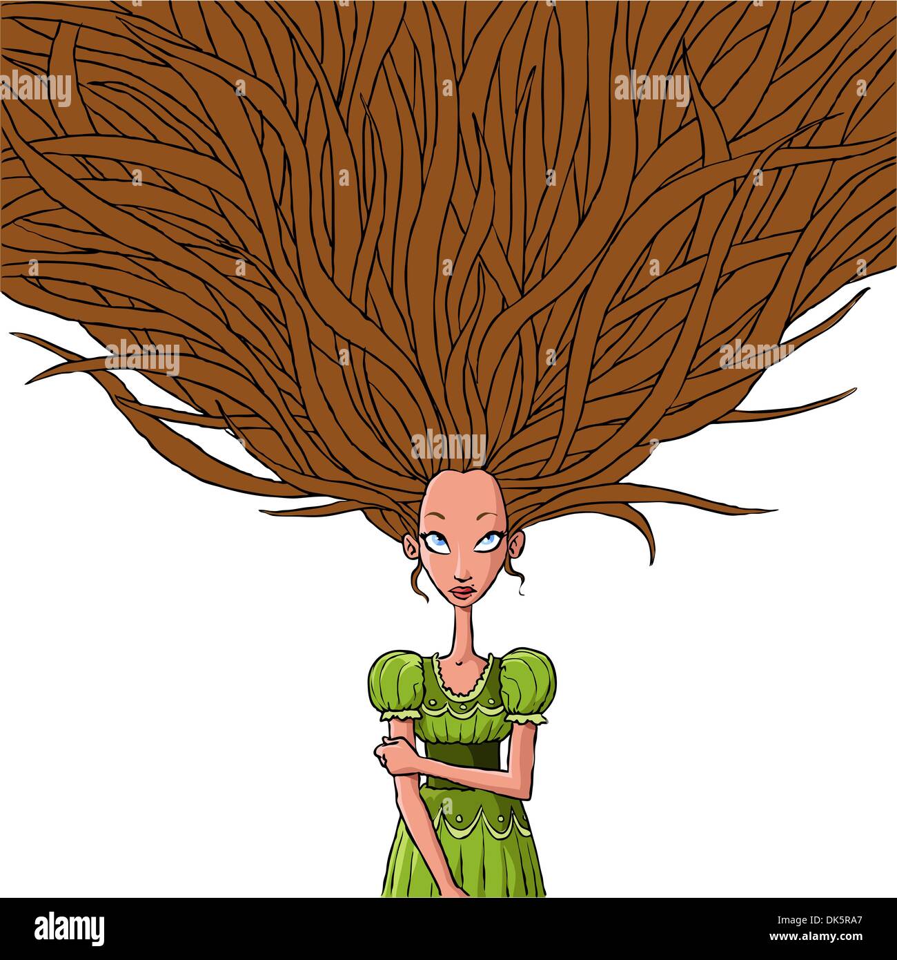 The girl in green dress, vector illustration Stock Vector Image & Art ...