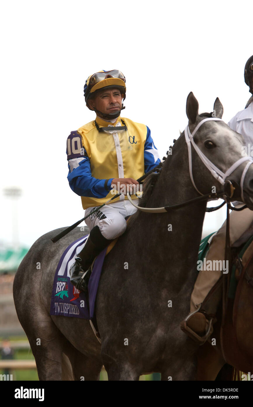 May 7, 2011 - Louisville, Kentucky, U.S - Jockey Mike Smith aboard Twinspired (10) prior to the 137th running of the Kentucky Derby at Churchill Downs in Louisville, KY. (Credit Image: © Frank Jansky/Southcreek Global/ZUMAPRESS.com) Stock Photo