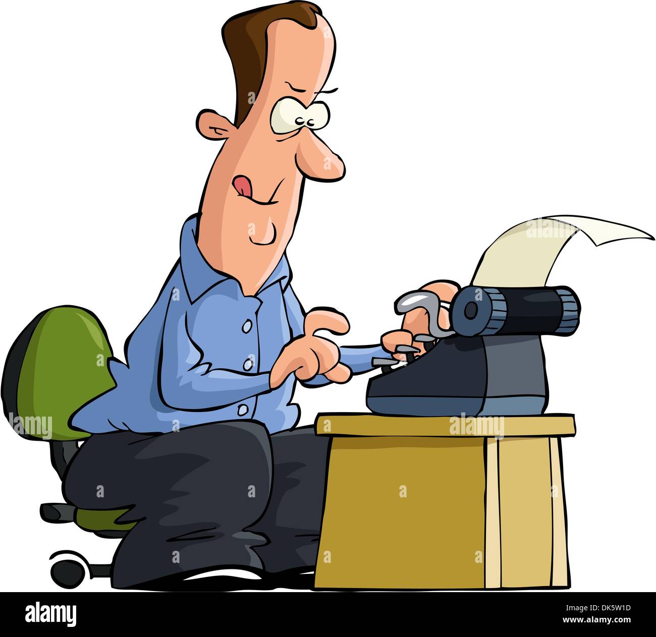 Man typing on a typewriter vector illustration Stock Vector