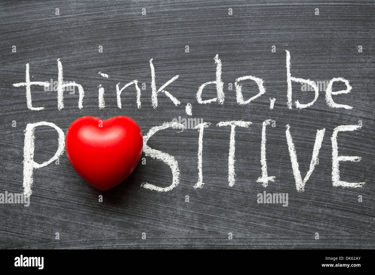 think, do, be positive concept handwritten on black chalkboard Stock Photo