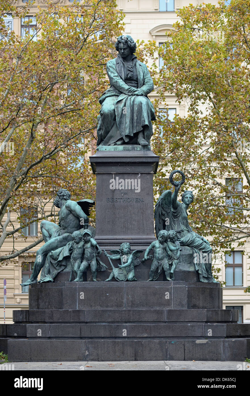 Statue of Beethoven in Beethovenplatz, Vienna, Austria, Europe Stock