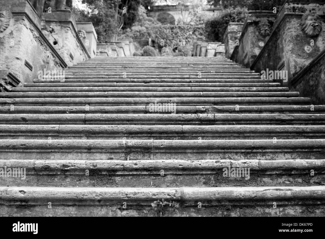Stone staircase in the garden of Villa d'Este in Tivoli, near Rome, Lazio, Italy Stock Photo