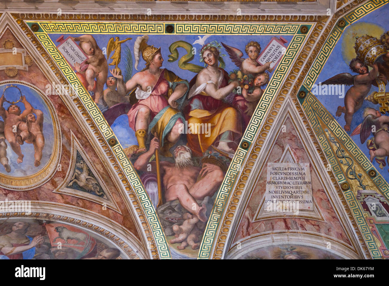 Detail from the ceiling of the Room of Constantine, Apostolic Palace, Vatican City. Stock Photo