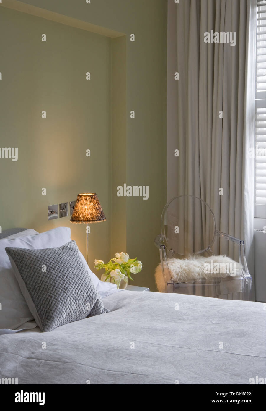 Elm Park Gardens, London, United Kingdom. Architect: May Ping Designs, 2013. Bedroom detail. Stock Photo