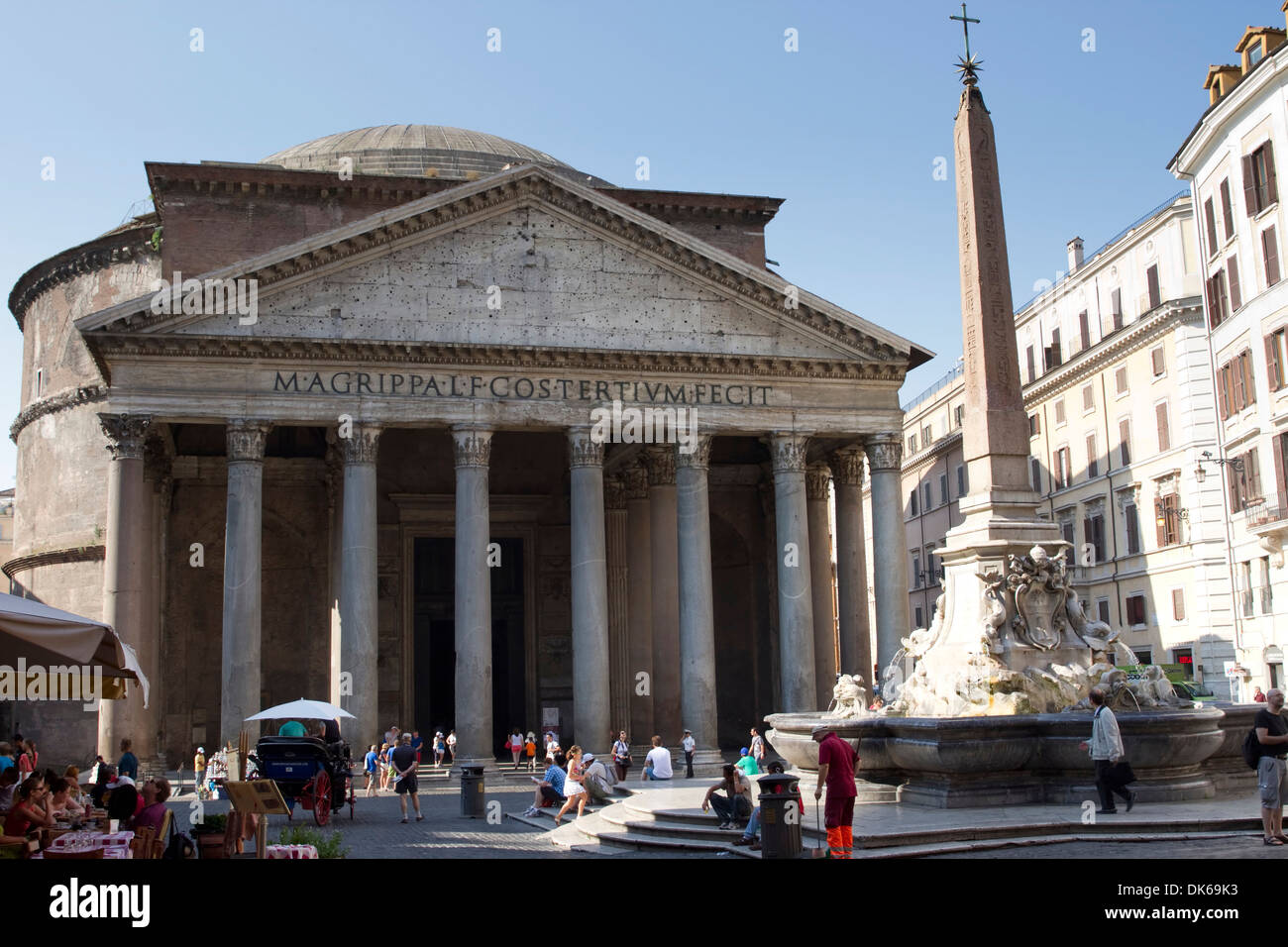 Pantheon and Obelisk in Piazza Della Rotonda, Rome, Lazio, Italy Stock ...