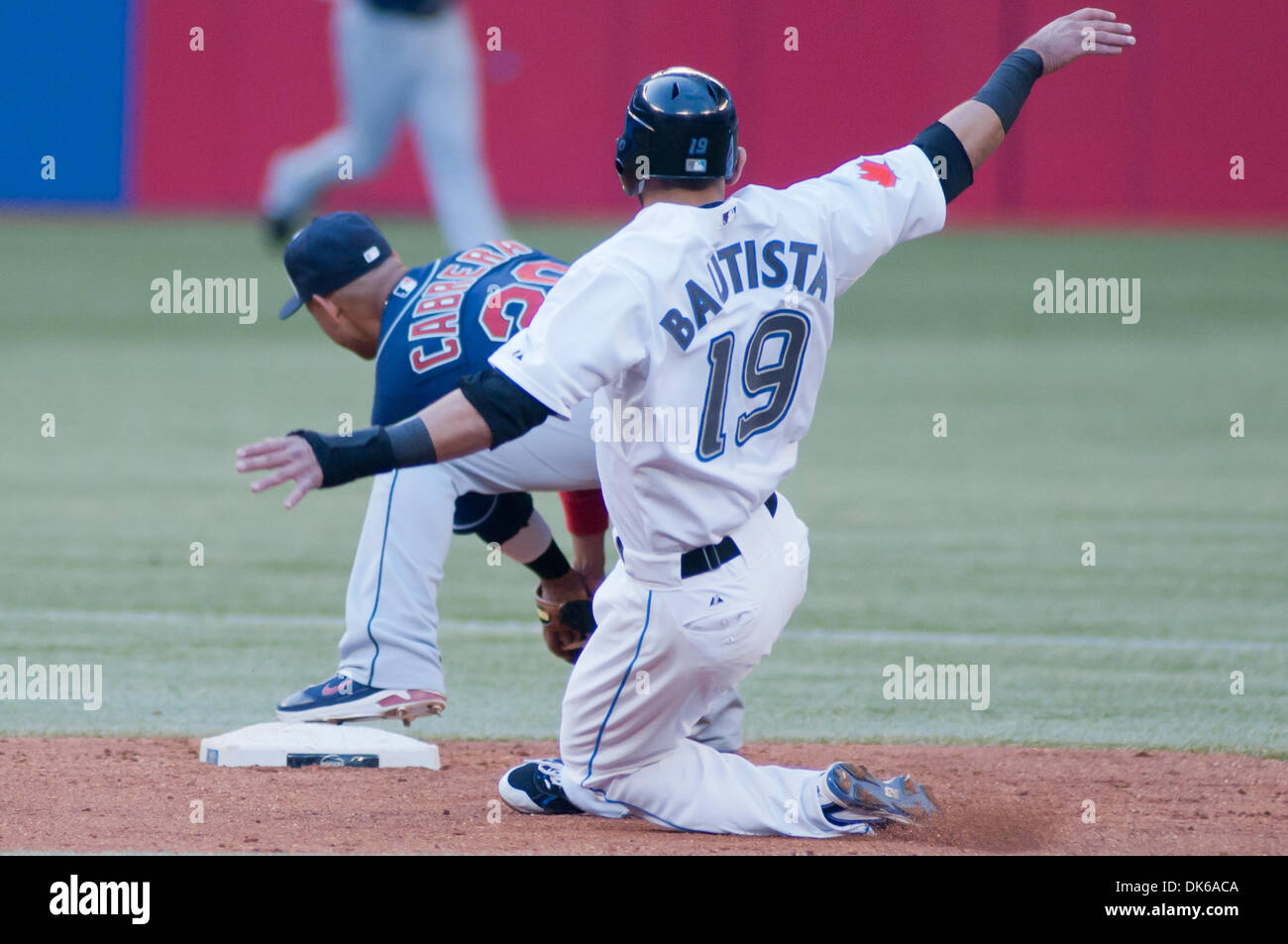 American League All-Stars Jose Bautista reacts with Miguel Cabrera after  Cabrera scored a run in the fourth inning at the 84th MLB All-Star Game at  Citi Field in New York City on