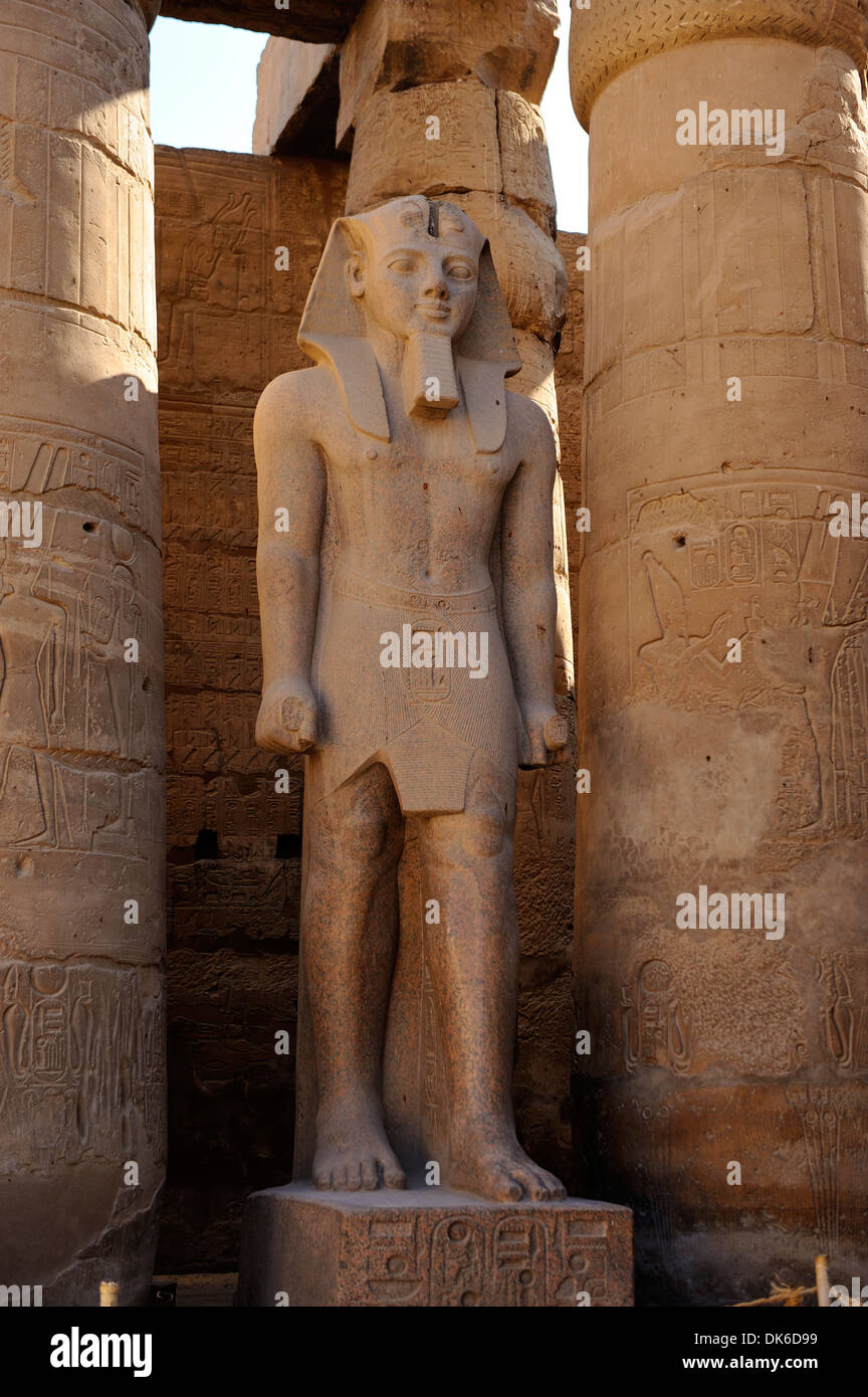 Statue of Ramesses II within Court of Ramesses II - Luxor Temple, Egypt Stock Photo