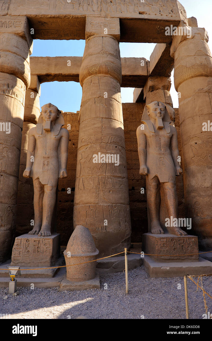 Statues of Ramesses II within Court of Ramesses II - Luxor Temple, Egypt Stock Photo