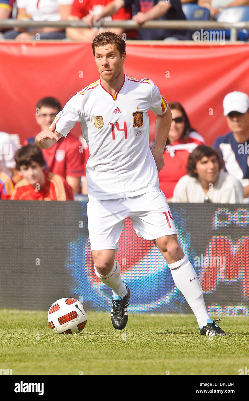 June 4, 2011 - Foxborough, Massachusetts, U.S - Spain midfielder Xabi Alonso (14) handles the ball in the first half. Spain defeats the United States in the international friendly 4 - 0 at Gillette Stadium. (Credit Image: © Geoff Bolte/Southcreek Global/ZUMAPRESS.com) Stock Photo